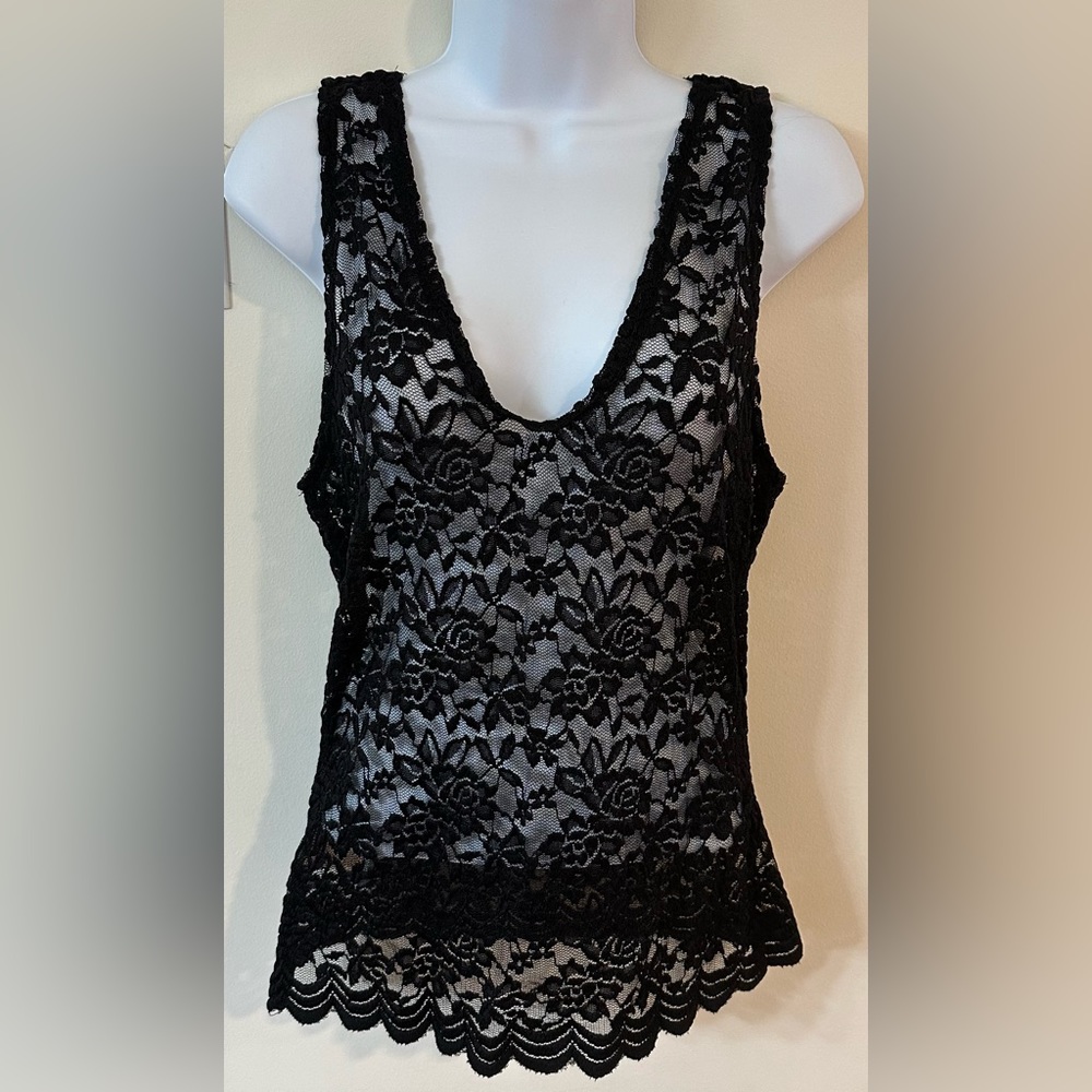 SHEIN Women’s Black Lace Tank Top Size L - Picture 2 of 8